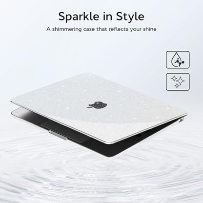 B BELK for MacBook Air 13 inch Case 2026-2022 M5 M4 M3 M2, Glitter Clear | Model A3449 A3240 A3113 A2681, Sparkly Plastic Hard Shell for MacBook Air 13.6 inch Case & Keyboard Cover & Screen Protector - color: Glitter Clear