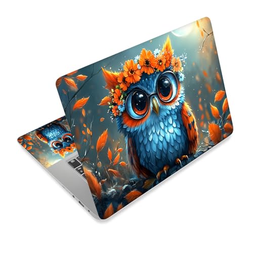Universal Laptop Skin Sticker Decal,15.6 Inch Laptop Vinyl Cover for 13" 14" 15.6" Laptop,Scratch-Resistant Waterproof Protector Wrap,Reusable with Wrist Pads,Floral Owl Autumn - color: Floral Owl Autumn