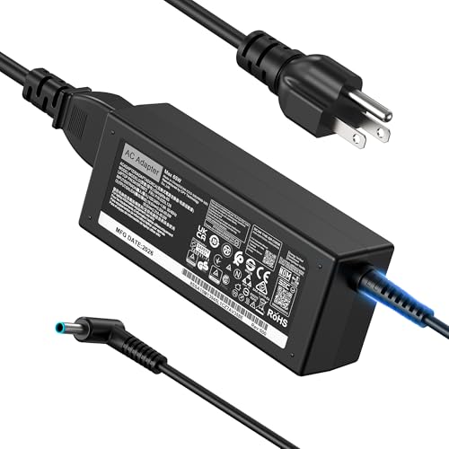 Charger for HP Laptop Computer 65W 45W Smart Blue Tip 4.5mm Compatible with HP Pavilion x360 14/15/17, Envy 13/15, EliteBook ProBook Stream Spectre 710412-001
