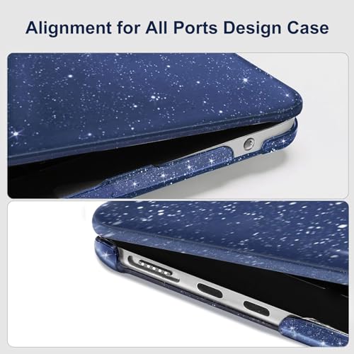 MOSISO Compatible with MacBook Air 13 inch Case M5 M4 M3 M2 2026-2022 | 4 in 1 Kit Bling Sparkly Hard Shell for MacBook Air 13.6 inch Case, Glitter Cover, A3449 A3240 A3113 A2681, Navy Blue - color: Navy Blue
