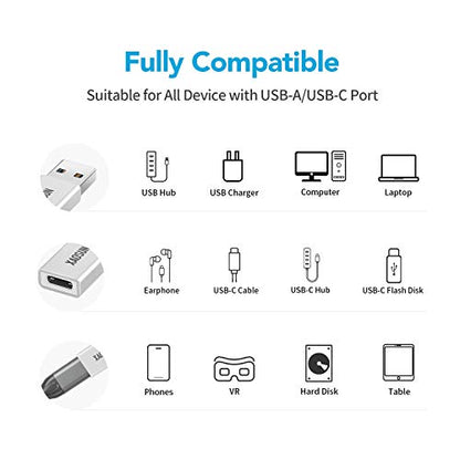 XAOSUN [10Gbps] USB C Female to USB Male Adapter (2-Pack), 3.1 USB A to C Adapter, One-Sided SuperSpeed Data Sync & 100W Fast Charging for iPhone 17/16 Plus Pro Max, Laptop, Charger, Quest Link, etc. - color: Silver-2Pack