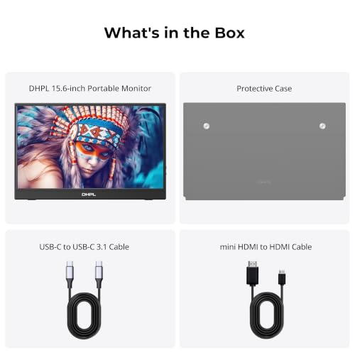 Portable Monitor for Laptop, 15.6-inch FHD 1080P 60Hz IPS Matte Screen, Laptop Screen Extension, USB-C & Mini HDMI, VESA Mount Support, Compatible with PC, MacBook, Switch, PS4/5, Xbox
