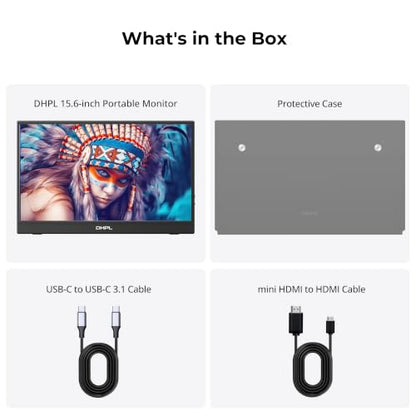 Portable Monitor for Laptop, 15.6-inch FHD 1080P 60Hz IPS Matte Screen, Laptop Screen Extension, USB-C & Mini HDMI, VESA Mount Support, Compatible with PC, MacBook, Switch, PS4/5, Xbox