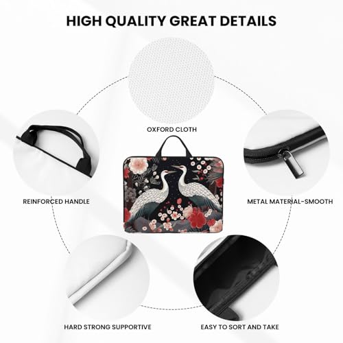 14 Inch Laptop Sleeve Case Waterproof Lightweight Laptop Case Bag Flying Birds Crane Heron Travel Laptop Bag With Handle Briefcase Messenger Bag For Women Men