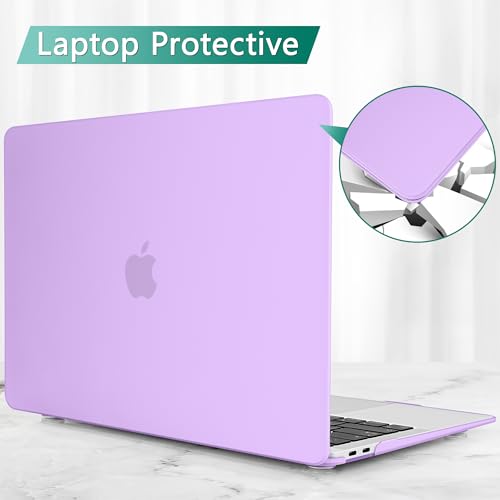 May Chen Compatible with New MacBook Air 13 inch Case 2021 2020 2019 2018 Release Model: M1 A2337 A2179 A1932, Plastic Hard Shell Case for MacBook Air 13 inch with Retina Display Fits Touch ID, Purple - color: Light purple