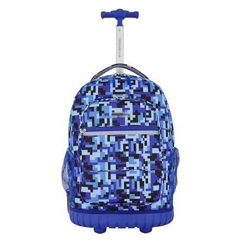 Travelers Club 4 Piece Rolling Backpack Set With Accessories,Blue Pixel - color: Blue Pixel