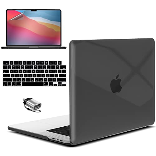 IBENZER Case for MacBook Pro 14 Inch 2026 2025 2024 2023 2022 M5 M4 M3 M2 M1 A3434 A3112 A3185 A3401 A2918 A2992 A2779 A2442 Pro/Max,Hardshell& KeyboardCover & ScreenFilm&Type-C,CrystalBk,T14CYBK+2TC - color: Crystal Black