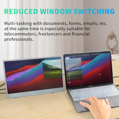 Portable Monitor, 13.3 Inch, 1200P IPS Display, Zero Frame, USB-C and HDMI, for Laptop, PC, Mac, PS, Xbox, Nintendo Switch - size: 13.3 Inch