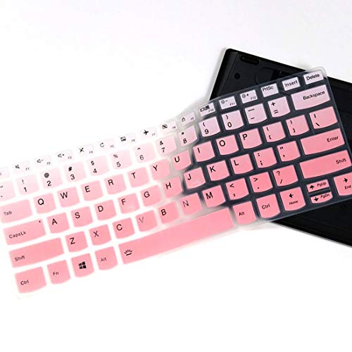 2 Pack Keyboard Cover for Lenovo IdeaPad 3 15.6'' 17.3'', Yoga C740 C940 15.6, IdeaPad L340 S340 320 330 330s 520 720s 130 S145 15.6, IdeaPad 320 330 17.3/ThinkBook 15 Keyboard Skin - color: OmbrePink+Clear