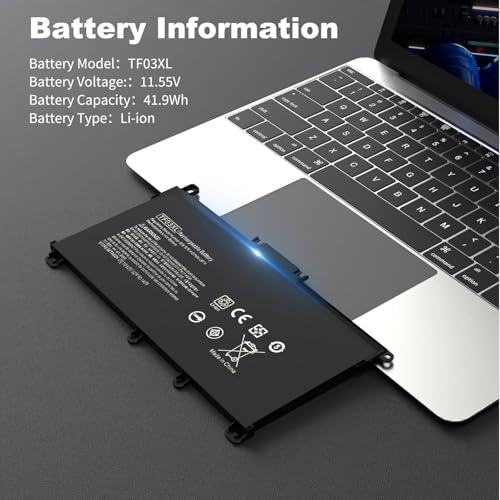 TF03XL Laptop Battery Compatible with HP Pavilion X360 15-CC 15-CD 14-BF Series 920070-855 920046-421 14M-CD0003DX 14M-CD0001DX 15-CC0XX 15-CC123CL 15-CC023CL 15-CC1XX 15-CC563ST 17-AR050WM - size: 7.5 * 4 * 0.2 Inch TF03XL