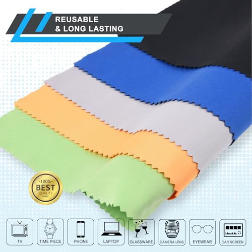 Eco-Fused Microfiber Cleaning Cloth - 8 x 8 Inch Microfiber Cloth - Pack of 5 Lens Cleaning Wipes - Cleaning Cloth for Glasses, Eyeglasses, Camera Lens & Phones - color: 5 Pack - 8 X 8 Inch