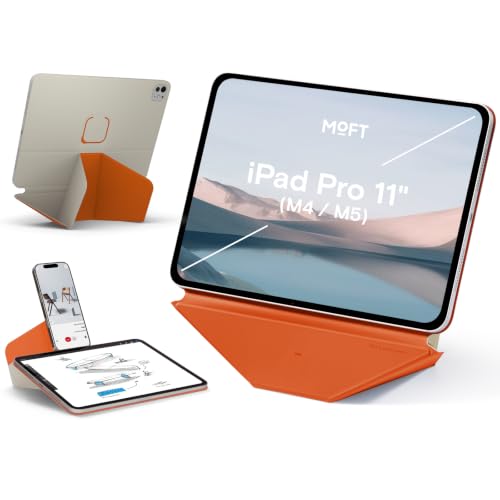 MOFT Dynamic Folio Tablet Stand for Desk Compatible with iPad Pro 11- inch (M5 2025 / M4 2024), Slim Magnetic Tablet Holder Case with 20+ Viewing Angles, Beach White x Terracotta - color: Beach White x Terracotta, size: iPad Pro 11"(M5 2025/M4 2024)
