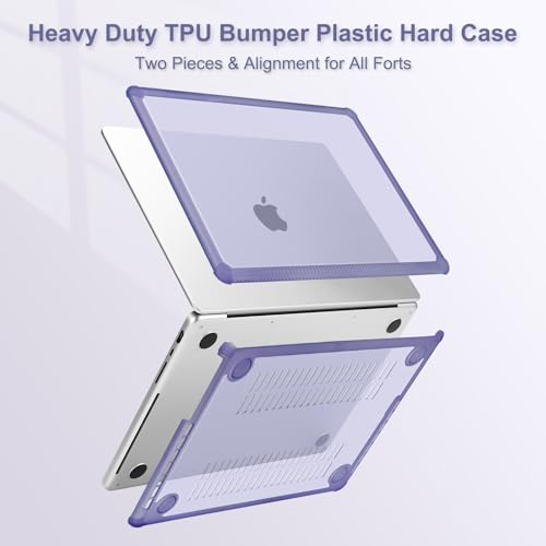 MOSISO Compatible with MacBook Pro 14 inch Case M5 M4 M3 M2 M1 2026-2021 | 3 in 1 Kit Anti-Crack Hard Shell with TPU Bumper, A3427 A3426 A3434 A3112 A3185 A3401 A2918 A2992 A2779 A2442, Lavender Gray - color: Lavender Gray