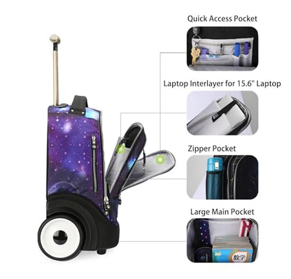 Rolling Laptop Bag for 15.6 Inch Laptop, Roller Bag,Backpack with Wheels,20 Inch Wheeled Computer Bag, T5- Galaxy - color: T5- Galaxy