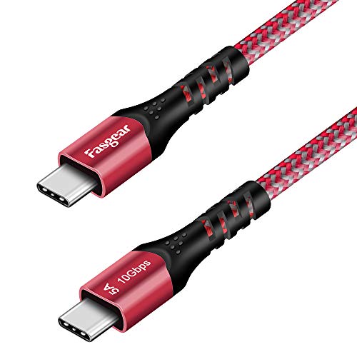 Fasgear USB C to USB C Cable, 1 Pack, 10ft, Red | USB 3.1 Type C Gen 2, 100W 20V/5A Power Delivery, 10Gbps Data Transfer, 4K@60Hz Video Output, Quest Link Compatible - color: Red, size: 10ft