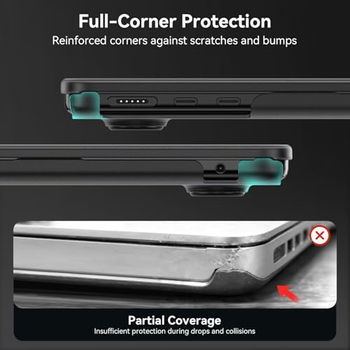 EooCoo Case for MacBook Air 15 inch M5 M4 M3 M2 2026-2023, Frost Black | Easy to Install, Sturdy, Plastic Hard Shell Case & Keyboard Cover & Screen Protector, Model: A3448 A3241 A3114 A2941 - color: Original Space Black