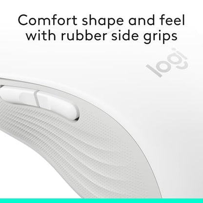 Logitech Signature M650 L Full Size Wireless Mouse Large Sized - Off White | For large sized hands, 2-year battery, customizable side buttons, Bluetooth, PC/Mac/Multi-Device/Chromebook compatible - color: Off White