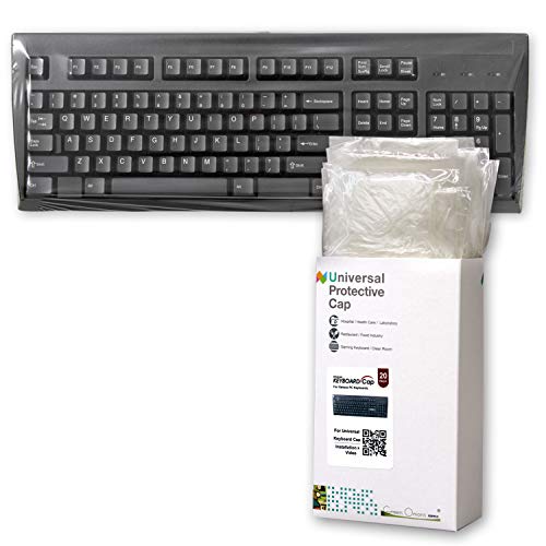 Universal KeyboardCap. Fully Covered Flat Style 0.025mm Waterproof Anti-Dust Desktop Keyboard Cover with Numeric Hospital/Dentist Use (10x Value 20packs) - size: 10x value 20packs