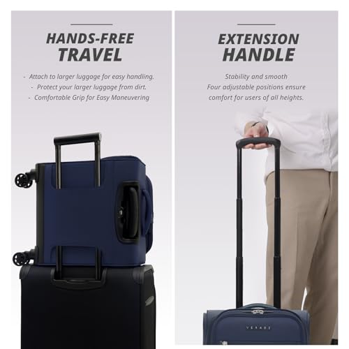 Verage Underseat Carry On Luggage with Wheels,14.5-Inch Plus Underseat | Personal Item Bag,Airline Approved, Laptop Compartment, USB Charging Port - color: Navy, size: 14.5-Inch Plus Underseat