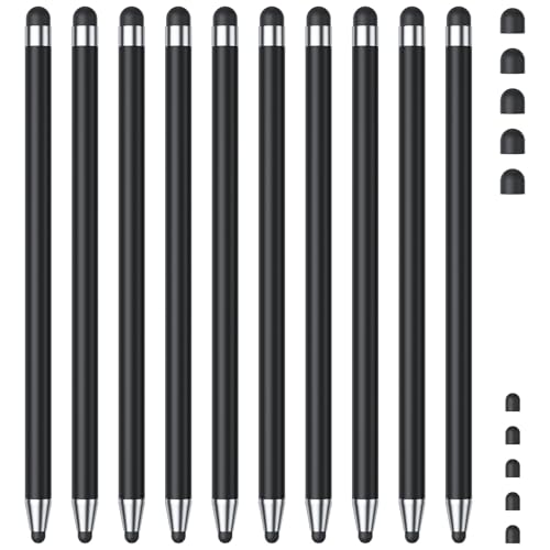 Stylus (10Pcs), Stylus Pen for Touchscreen, High Precision and Sensitivity Stylus Pen for iPad/iPhone/Samsung/Android Smartphone and Tablets, Compatible with All Capacitive Touch Screen (Black) - color: Black