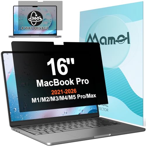 360° Privacy Screen for MacBook Pro 16 Inch (2021-2026, M1, M2, M3, M4, M5, Pro, Max), Anti Glare Blue Light Filter, Nano No Glue Anti Spy Black Protector for Mac 16In Laptop - size: MacBook Pro 16 Inch(2021-2026)