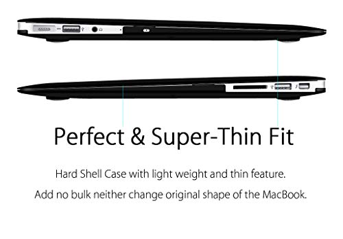 UESWILL Smooth Matte Hard Shell Case Cover Compatible with MacBook Air 11 inch (Model A1370 / A1465) + Microfibre Cleaning Cloth, Black - color: Black, size: MacBook Air 11"