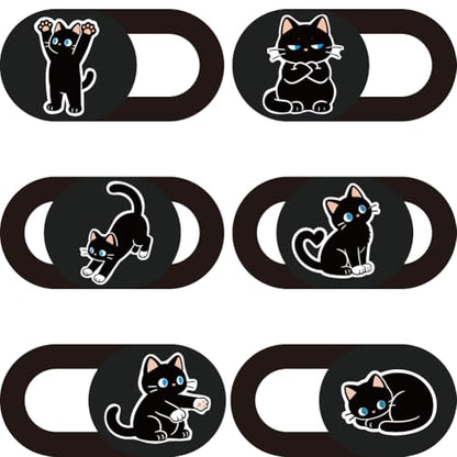 6Pcs 6 Styles Cat Camera Cover Slide Cute Privacy Guard Accessories, 0.04 Inch Ultra Thin Webcam Cover Protector Blocker for Laptop Desktop Computer Tablet Notebook Mini PC Home Office Use - color: Cat Shape