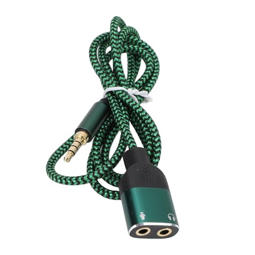 Headphone Mic Splitter Cable, 3.5mm Headset Splitter Cable with Gold Plated Connectors and Integrated Chip, Portable Audio Mic Adapter for Music Calls Gaming Laptop Phone