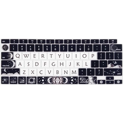 Cute Keyboard Cover for 2021 2020 MacBook Air 13 inch (Model: A2179 A2337) M1 Chip, Silicone Protective Skin, Sun and Moon - color: Sun and Moon