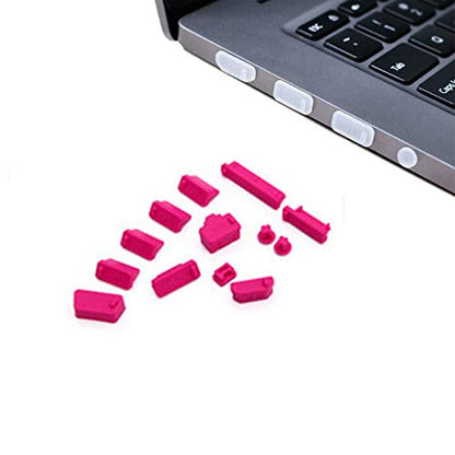 16PCS Universal Computer Anti Dust Stopper/Plug, Soft Silicone Dustproof Laptop Port Covers Rose Red - color: Rose Red