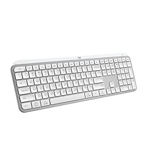 Logitech MX Keys S Wireless Keyboard Low Profile Fluid Precise - Pale Grey | Fluid precise quiet typing, programmable keys, backlighting, USB-C rechargeable, for Windows PC, Linux, Chrome, Mac - color: Pale Grey, style: MX Keys S