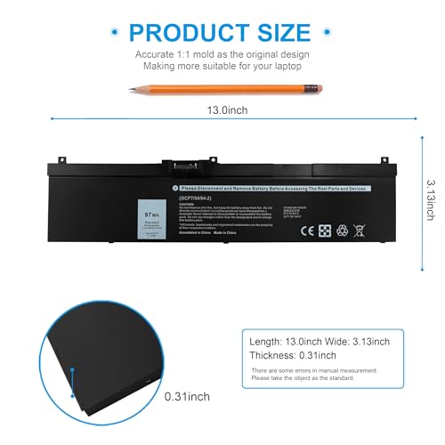 Emanjor 97Wh Type NYFJH 11.4V Laptop Battery Replacement for Dell Precision 7530 7540 7730 7740 P34E P34E001 P34E002 P74F P74F001 P74F002 451-BCGI 0WNRC 00WNRC GW0K9 0GW0K9 6-Cell