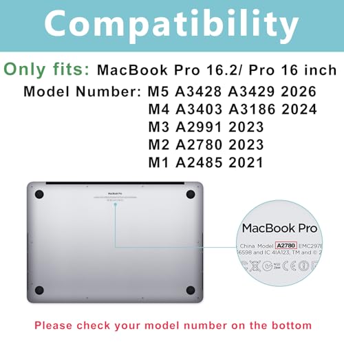 ProCase Slim case for MacBook Pro 16 Inch -Black | Translucent Hard Shell Shockproof Cover for 2026 2025-2021 MacBook Pro M5 M4 M3 M2 M1 Pro/Max - color: Black