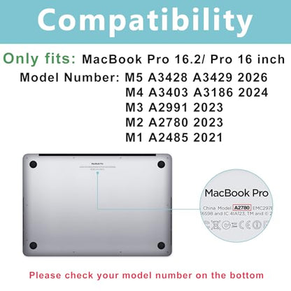 ProCase Slim case for MacBook Pro 16 Inch -Clear | Translucent Hard Shell Shockproof Cover for 2026 2025-2021 MacBook Pro M5 M4 M3 M2 M1 Pro/Max - color: Clear