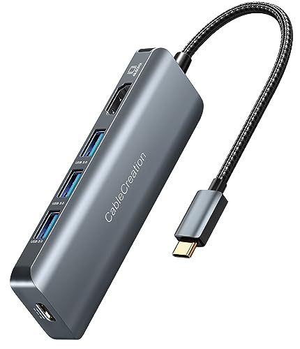 CableCreation USB-C Hub 5 in1 Multiport Adapter for MacBook Pro/Air/Ipad | 4K 60Hz HDMI Output, 3 USB 3.0 Ports,100W PD, 5Gbps Data Ports, Multi-Peripheral Connectivity for Mac Mini,Surface Pro, XPS - color: 4K/60Hz 5 in 1