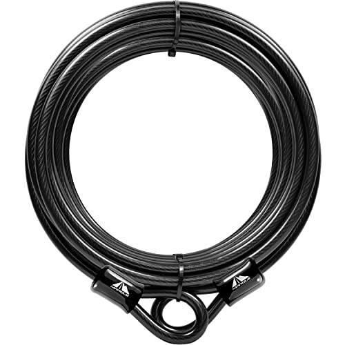 Security Steel Cable - 3/8 inch (10 mm) Thick (4', 7', 15', 20' or 30') Vinyl Coated Braided Steel Cable with Double Sealed Looped Ends for U-Lock, Padlock, Disc Lock (30 FT) - color: 30 FT