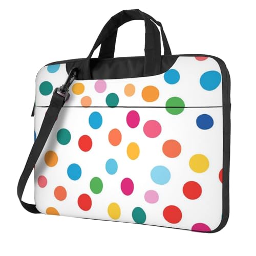 Laptop Bag for Women Men Portable Computer Carrying Case with Handle Strap Waterproof Shoulder Messenger Bag - color: Cute Colored Polka Dot, size: 14 Inch