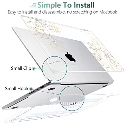 TWOLSKOO Compatible with MacBook Pro 16 inch Case M4 A3403 A3186 M3 A2991 M2 A2780 M1 A2485 (2024-2021) Pro/Max Chip, Plastic Hard Shell & Keyboard Cover & Trackpad Film, Golden Floral - color: Golden Floral