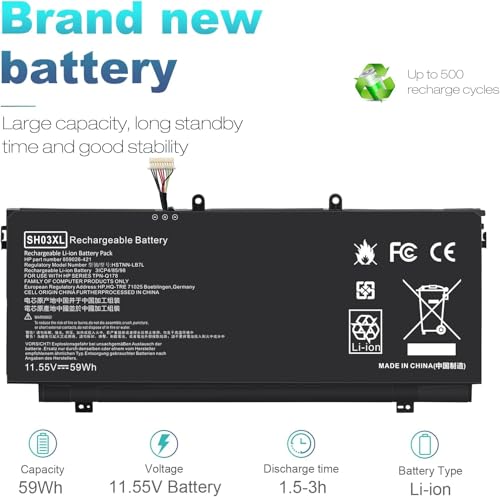 TREE.NB Spare Battery for HP Hp Spectre x360, Spectre x360 13 w023dx, Spectre x360 13-w0XX, SH03 SH03XL SH03057XL HSTNN-LB7L 859026-421 859356-855 TPN-Q178 - size: 10.43x4.33x0.15inch SH03XL