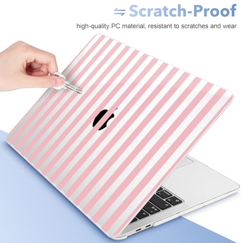 May Chen Case for MacBook Pro 13 inch M2 2023,2022,2021,2020 A2338 M1 A2251 A2289, Plastic Hard Shell Cover for MacBook Pro 13" with Touch Bar Fits Touch ID, Pink Stripes - color: Pink stripes