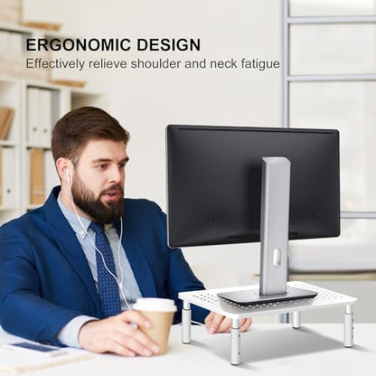 Bracwiser Monitor Stand Riser, Metal Computer Stand, 3 Height Adjustable Screen Riser with Mesh Platform for PS4, Laptop, Printer, Notebook and All Flat Screen, Holds Up to 20KG