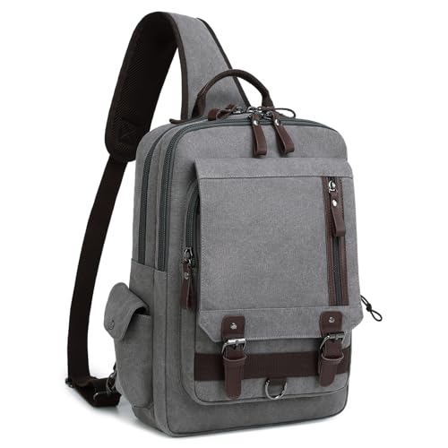 mygreen Canvas Cross Body Messenger Bag Shoulder Sling Backpack Travel Rucksack - color: Gray-xl, size: X-Large