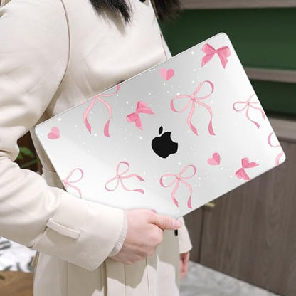 MEEgoodo Case for M5/M4/M3/M2 MacBook Air 13 inch Case 2026 2025 2024 2022, Fit Model A3449/A3240/A3113/A2681, Laptop Hard Shell Compatible with MacBook Air 13.6-inch, Pink Ribbons Bows - color: Pink Ribbons Bows