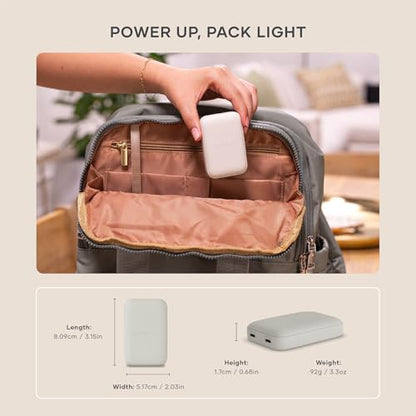 Satechi OntheGo 67W Wall Charger, GaN USB-C Fast Charging, PD 3.0+PPS, Sand | PD 3.0+PPS, dual-port power split (45W+20W), for MacBook, iPad, iPhone, Galaxy, Pixel, Steam Deck - color: Sand
