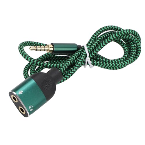 Headphone Mic Splitter Cable, 3.5mm Headset Splitter Cable with Gold Plated Connectors and Integrated Chip, Portable Audio Mic Adapter for Music Calls Gaming Laptop Phone