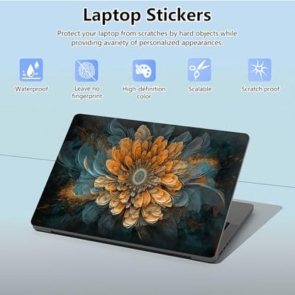 Universal Laptop Skin Sticker with 2 Wrist Pad Skins, Waterproof Scratch Resistant Vinyl Laptop Cover Decal, Cut to Fit for 11–15.6 Inch MacBook HP Dell Lenovo, Fractal Flowers - color: Fractal Flowers
