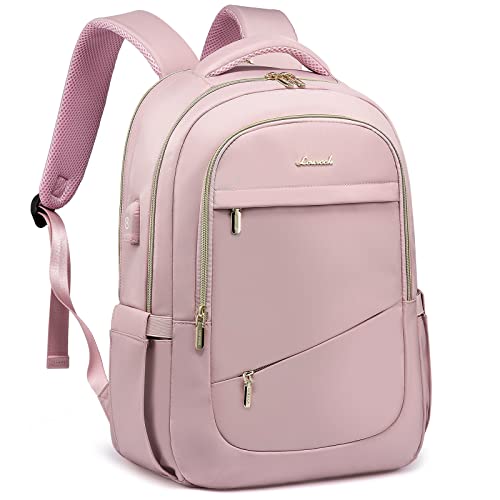 LOVEVOOK Laptop Backpack for Women, Slim Business Laptops Bag with Separate Computer Compartment Stylish Daypack for College Work Travel, Fits 15.6" Laptop - color: C-pink, size: 15.6-Inch