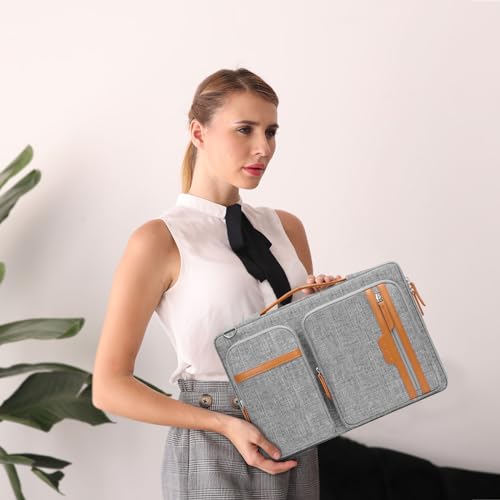 MOSISO 360 Protective Laptop Bag, Computer Bags | Laptop Sleeve Bag with Trolley Sleeve&2 Rectangle Pockets&Handle - color: Gray, size: 16 inch