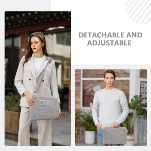MOSISO Laptop Shoulder Bag 15.6 inch, 15-16 inch Protective Computer Bags | Compatible with MacBook Pro 16/Air 15, HP Dell Lenovo Asus, Side Open Laptop Sleeve Bag with Trolley Sleeve&4 Pockets,Gray