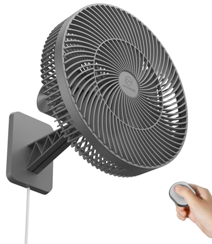 LEMOISTAR 12" Wall Mounted Fan with Remote Control, 90° Oscillating, 4 Speeds Timer and Adjustable Tilt, 8.2ft Cord, Quiet, Ideal for Home, Bedroom, Gym, Garage, RV, Office-Grey - color: 12 Inch Grey 1V1